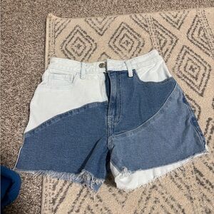 Hollister Blue and White Jean Shorts